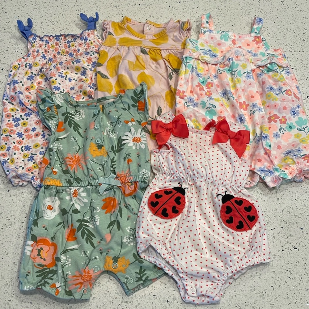 3-6 month girls summer romper bundle
